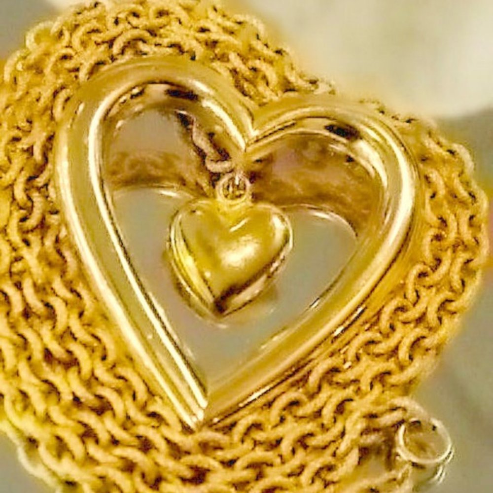 Authentic Vintage Givenchy Gold Heart Necklace 80s